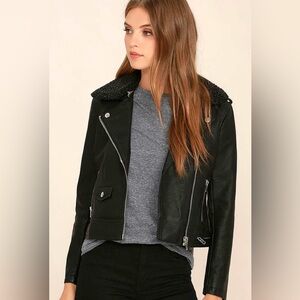 Obey Billie Black Vegan Leather Moto Jacket